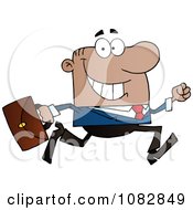 Poster, Art Print Of Black Businessman On The Run With His Briefcase