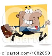 Poster, Art Print Of African American Businessman On The Run With His Briefcase