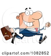 Poster, Art Print Of Caucasian Businessman On The Run With His Briefcase