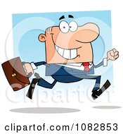 Poster, Art Print Of White Businessman On The Run With His Briefcase