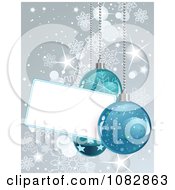 Poster, Art Print Of Silver Christmas Snowflake And Bauble Background With A Blank Tag