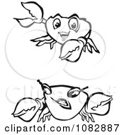 Clipart Black And White Presenting And Angry Crabs Royalty Free Vector Illustration