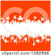 Poster, Art Print Of White Autumn Leaves Spanning An Orange Red Background