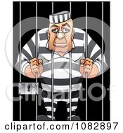 Tired Old Prisoner Hugging The Bars Of His Jail Cell