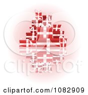 Poster, Art Print Of Stack Of 3d Red Gift Boxes With White Ribbons And Bows