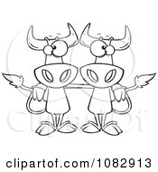 Clipart Outlined Cow Buddies Royalty Free Vector Illustration