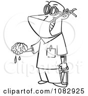 Poster, Art Print Of Outlined Surgeon Holding A Brain Out