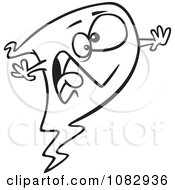 Clipart Outlined Screaming Ghost Royalty Free Vector Illustration