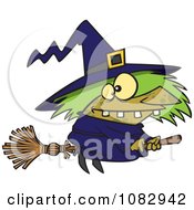 Poster, Art Print Of Warted Green Witch On Her Broomstick