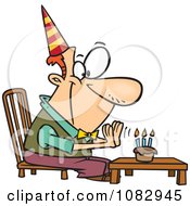 Clipart Birthday Man Seated Before His Cupcake Royalty Free Vector Illustration by toonaday