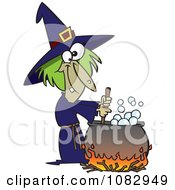 Poster, Art Print Of Warted Green Witch Stirring Her Potion