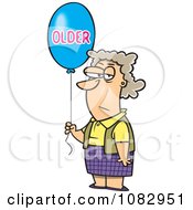 Clipart Birthday Woman With An Older Balloon Royalty Free Vector Illustration