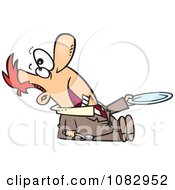 Clipart Bottom Feeder Businessman Holding A Plate Royalty Free Vector Illustration
