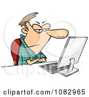 Poster, Art Print Of Grumpy Man Sitting At His Computer