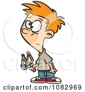 Clipart Boy With A Slingshot Royalty Free Vector Illustration
