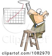 Poster, Art Print Of Businessman Sawing A Hole In The Ceiling For His Profit Chart