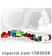 Poster, Art Print Of Christmas Film Strip With Snow And A Flocked Tree