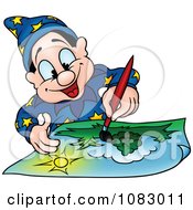 Poster, Art Print Of Wizard Painting A Landscape