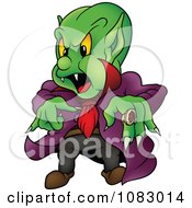 Poster, Art Print Of Green Vampire With A Purple Cape And Large Ring