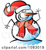 Poster, Art Print Of Expressive Snowman Laughing And Waving