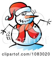 Clipart Expressive Snowman Shaking Royalty Free Vector Illustration