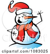 Clipart Expressive Snowman Waving Royalty Free Vector Illustration by Zooco