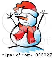 Clipart Expressive Snowman Waving His Arms In The Air Royalty Free Vector Illustration by Zooco