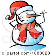 Clipart Expressive Snowman With A Scared Face Royalty Free Vector Illustration by Zooco