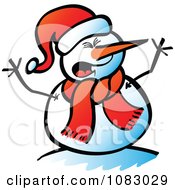 Clipart Expressive Snowman Shouting Royalty Free Vector Illustration by Zooco
