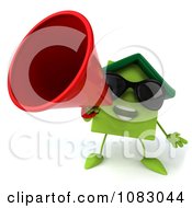 Clipart 3d Green Clay Home Using A Megaphone 1 Royalty Free CGI Illustration