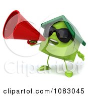 Clipart 3d Green Clay Home Using A Megaphone 2 Royalty Free CGI Illustration