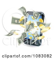 Poster, Art Print Of 3d Cell Phone With Money Flying Outwards