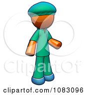 Clipart 3d Orange Man Doctor Wearing Surgery Scrubs Royalty Free CGI Illustration