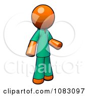 Poster, Art Print Of 3d Orange Man Doctor Wearing Green Scrubs