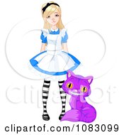 Poster, Art Print Of Pretty Girl Alice With A Purple Cheshire Cat