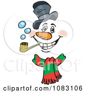 Poster, Art Print Of Christmas Snowman Face Smoking A Pipe