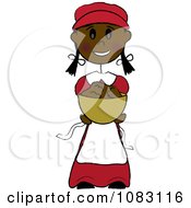 Clipart Thanksgiving Stick Pilgrim Girl Holding Stuffing Royalty Free Vector Illustration by Pams Clipart