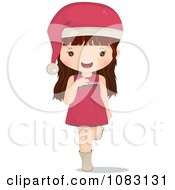 Clipart Brunette Christmas Girl Lifting Her Leg Royalty Free Vector Illustration