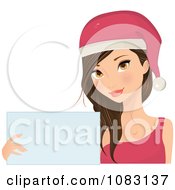 Poster, Art Print Of Christmas Woman Holding A Blank Sign