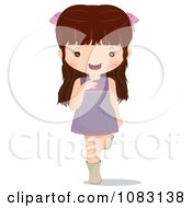 Clipart Cute Brunette Girl Lifting Her Leg Royalty Free Vector Illustration