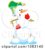 Poster, Art Print Of Happy Snowman With Red Mittens