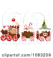 Poster, Art Print Of Christmas Gingerbread Train With Snow