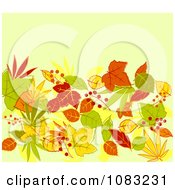 Poster, Art Print Of Background Of Autumn Leaves On Green