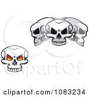 Poster, Art Print Of Fiery Eyed Skull And Three Skulls