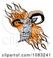 Poster, Art Print Of Evil Ram Head Over Orange Flames