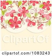 Poster, Art Print Of Pink Flowers On Beige