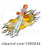 Poster, Art Print Of Dagger With Barbed Wire And Yellow Flames