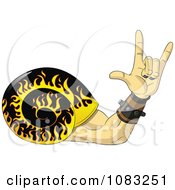 Clipart Flaming Snail Shell And Rock And Roll Hand Royalty Free Vector Illustration