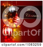 Poster, Art Print Of Merry Christmas Greeting With Baubles On Red