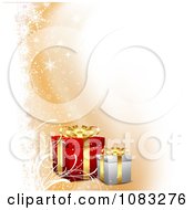 Clipart 3d Christmas Gift Background With Orange And White Royalty Free Vector Illustration